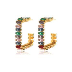 Rainbow Rectangle Ethnic Style Stainless Steel Rhinestones